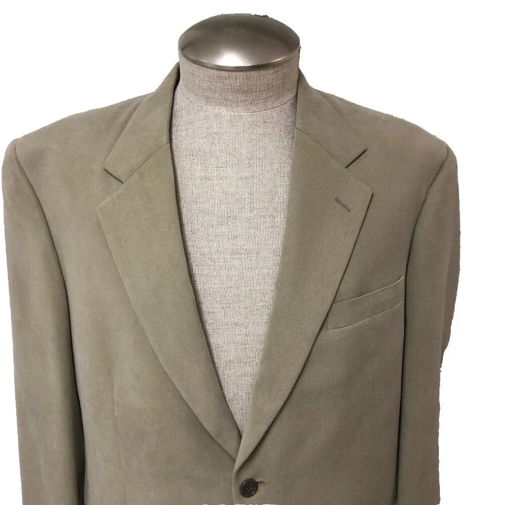 Alfani Blazer Sport Coat Men‎ 42R Tan Tencel NWOT Single Ventless Office Career